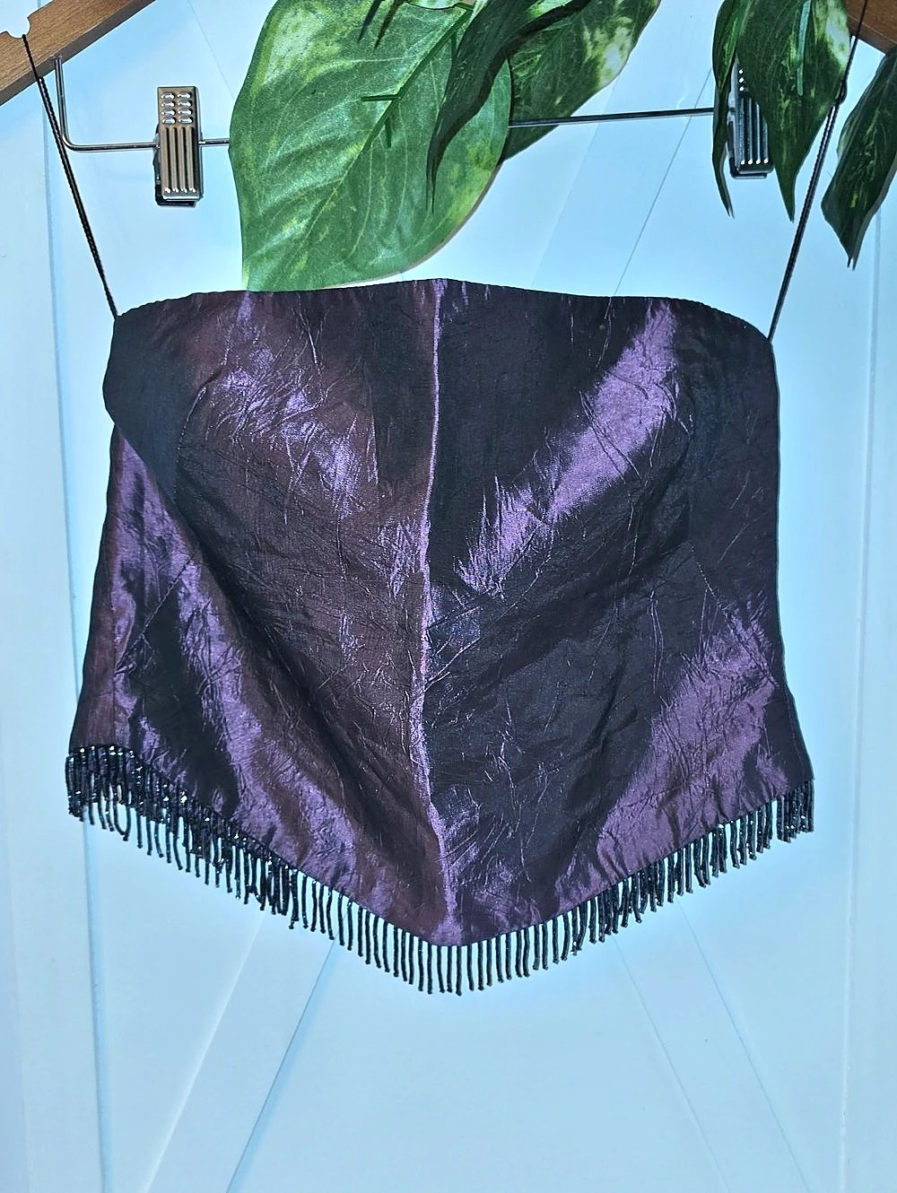 Guess Collection Purple & Black Fringe Crop Top Size XS